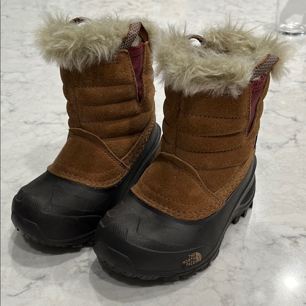 The North Face Brown and Black Winter Boots with Fur Trim